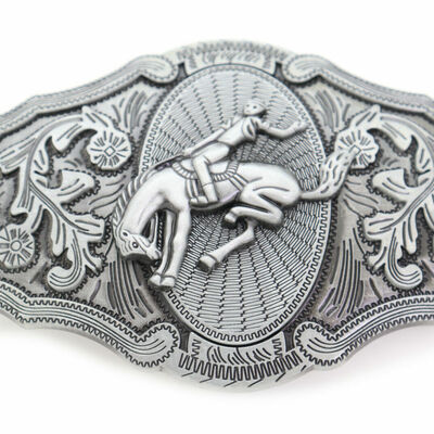 Men women dark silver color metal belt buckle cowboy rodeo riding horse cowboy