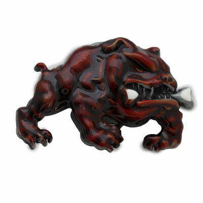 Men women gangster hood fashion belt buckle brown color metal bulldog dog bone