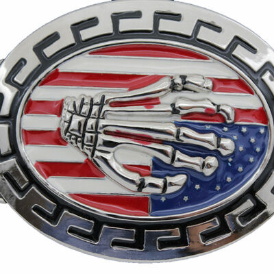 Men women silver belt buckle skull skeleton hand usa flag united states america