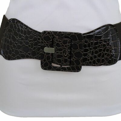 New women belt high waist hip dark brown fabric fashion square buckle m l xl