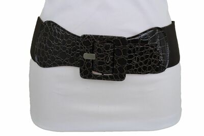 New Women Belt High Waist Hip Dark Brown Fabric Fashion Square Buckle M L XL