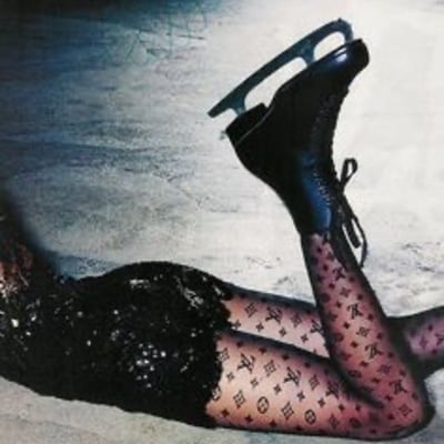 Monogram luxury print tights - black