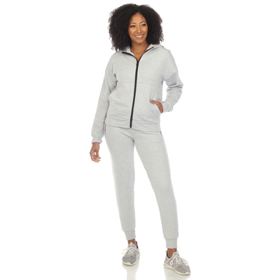 White mark women's two piece fleece sweatsuit set