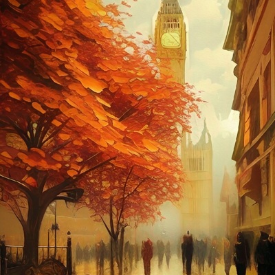 Autumn in london cross stitch pattern