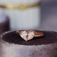 Natural Pink Morganite Ring Morganite Heart Ring 925 Sterling Silver  for Girl Friend Ring for Women as Gift US size 5 3/4 or 5.75 - Thumbnail 3