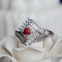 Jedi Spinel Natural Red Spinel Ring 925 Sterling Silver Ring August Birthstone Ring for Women US size 6 - Thumbnail 1