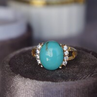 Natural Turquoise Ring 925 Sterling Silver Statement Ring US size 7.75  Gift for Anniversary for Birthday - Thumbnail 1