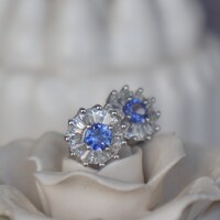 Super Sparkling Natural Tanzanite Trillion Earstuds 925 Sterling Silver Stud Earrings Gift for girlfriend for Birthday - Thumbnail 2
