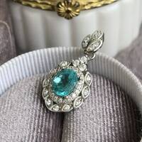 Paraiba Color Radiant Blue Green Natural Apatite Pendant 925 Sterling Silver Pendant for Lady Gift for Anniversary - Thumbnail 3