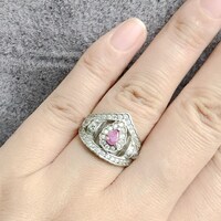 Natural Pear Shape Pink Sapphire Ring 925 Sterling Silver Ring Gift for Girl US size 5.5 - Thumbnail 5
