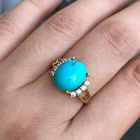 Natural Turquoise Ring 925 Sterling Silver Statement Ring US size 7.75  Gift for Anniversary for Birthday - Thumbnail 5