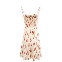 Retro style girl's fresh and slim-fitting mid-soled floral suspender dress - Thumbnail 1