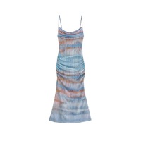 Tie-dye printed mesh suspender dress - Thumbnail 1