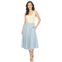 White Mark Women's Flared Midi Skirt with Pockets - Thumbnail 2