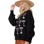 Multiple wine glass sequins loose casual sweatshirt-1