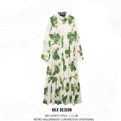 Street fashion floral print dress - Thumbnail 5