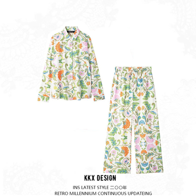 Casual printed poplin shirt + pants set - Thumbnail 4