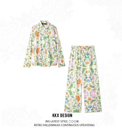 Casual Printed Poplin Shirt + Pants Set