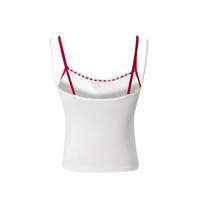 Fake two-piece sexy bra pad plaid knitted top - Thumbnail 1