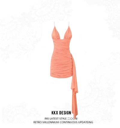 Sexy Deep V Neck Suspender Dress