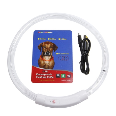 Usb rechargeable led dog collar multi-color lighting dog safety collar cuttable length glow dog collar for small medium large dog night walking-35cm