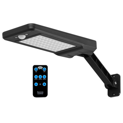 Solar wall light outdoor 60leds pir motion sensor remote control wireless lamps ip65 waterproof lighting for garage front door garden pathway-black