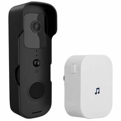 Wireless smart wi-fi video doorbell security phone doorbell intercom camera two way audio night vision compatible with alexa google assistant-black