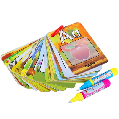 Alphabet water coloring cards with 2 magic water pens early reusable drawing cards for kids alphabet painting flashcards for early education