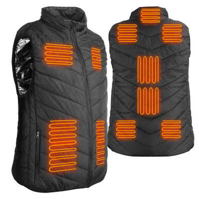 Heated Vest Electric USB Jacket Men Women Heating Coat Thermal Body Warmer Wear with 3 Temperature Levels-Black