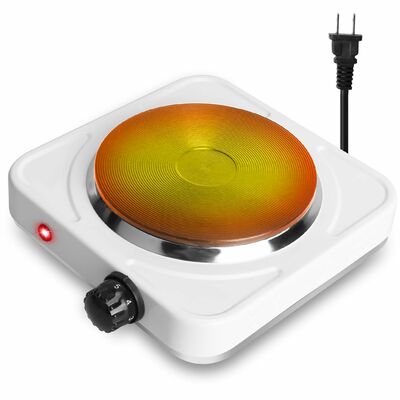Portable 1500W Electric Single Burner Hot Plate Stove - Non Slip Feet, 5 Temp Adjustments-White