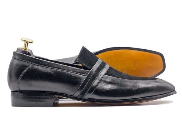 Men's Handmade Black Leather Suede Round Toe Loafers, Men Dress Formal Party Loafers