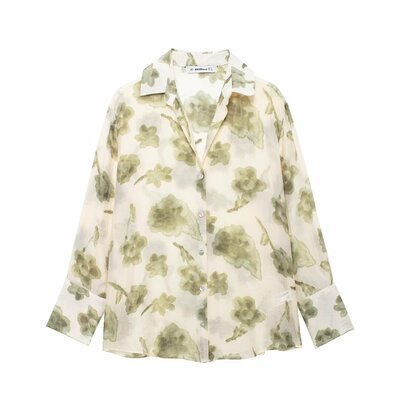 Fashion tops floral print long sleeve shirt - Thumbnail 5