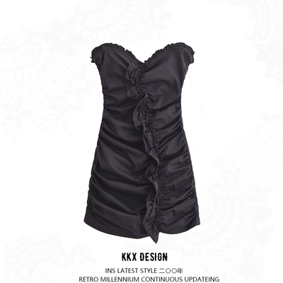 Elegant pleated mini tube dress - Thumbnail 3