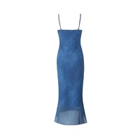 Deep V-neck suspender dress high waist printed seaside holiday fishtail midi skirt - Thumbnail 1