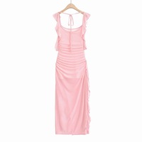 Sexy flying sleeves ruffle stitching temperament mesh dress - Thumbnail 2