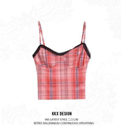 Lattice mesh lace camisole