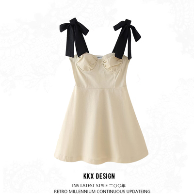 Contrast bow mini slip dress - Thumbnail 5