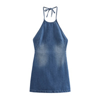 Loose back denim dress - Thumbnail 2