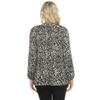 White Mark Women's Printed Peasant Chiffon Blouse - Thumbnail 1