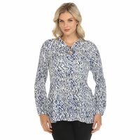 White Mark Women's Printed Peasant Chiffon Blouse - Thumbnail 4