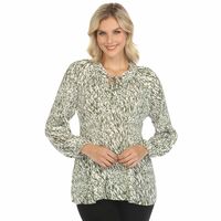 White Mark Women's Printed Peasant Chiffon Blouse - Thumbnail 6