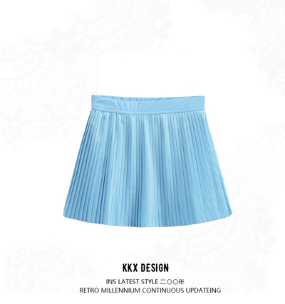 High waist pleated tennis yoga fitness anti-exposure A-line pleated short skirt