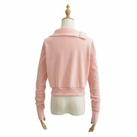 Design diagonal zip loose sweatshirt top - Thumbnail 2