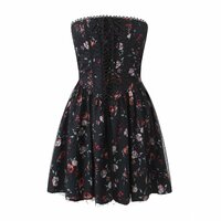 Retro First Love Strapless Puffy Floral Tube Dress - Thumbnail 2