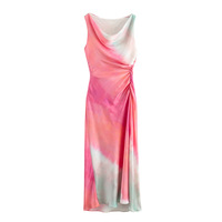 TIE-DYE PRINTED SATIN MIDI LONG DRESS - Thumbnail 2