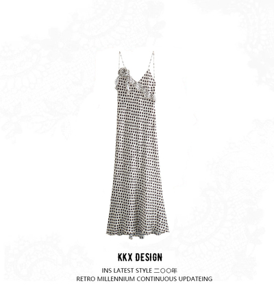 Polka dot layered satin dress