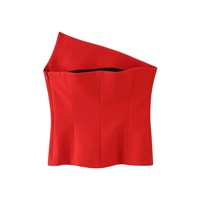 Solid Asymmetric Bodycon Tube Top - Thumbnail 1