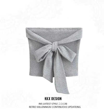 Chest bow tie tube top strapless vest