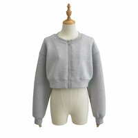 Round neck space layer loose short long sleeve jacket - Thumbnail 1