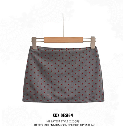 Retro polka dot anti-exposure skirt